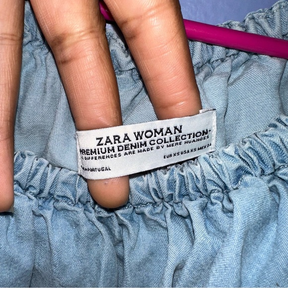 Zara Woman Premium Denim Collection Off Shoulder Mini Dress - Picture 7 of 10